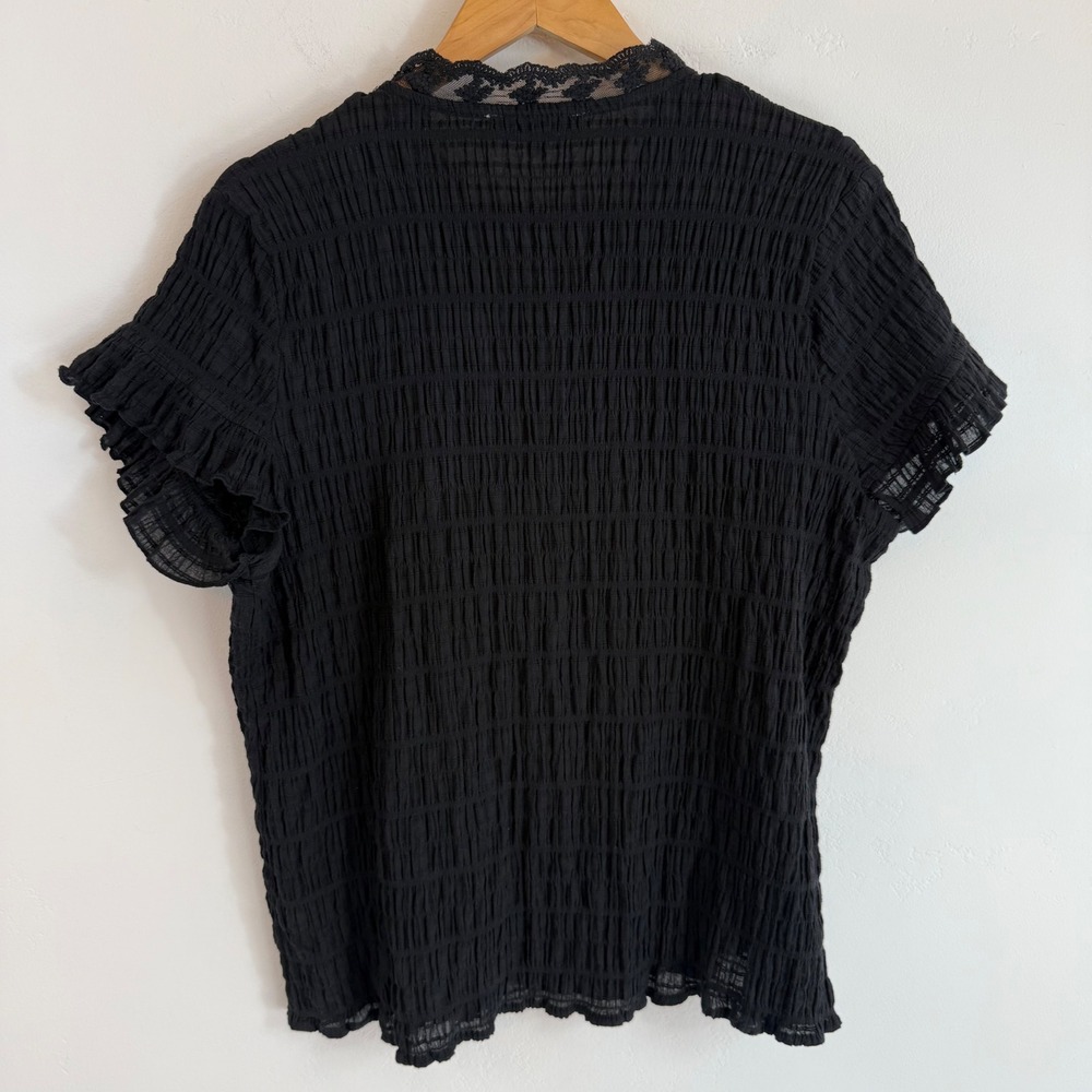 Baltic Born Zara Lace Top Black Size M Cotton Boho Feminine Coquette Blouse - Picture 7 of 13